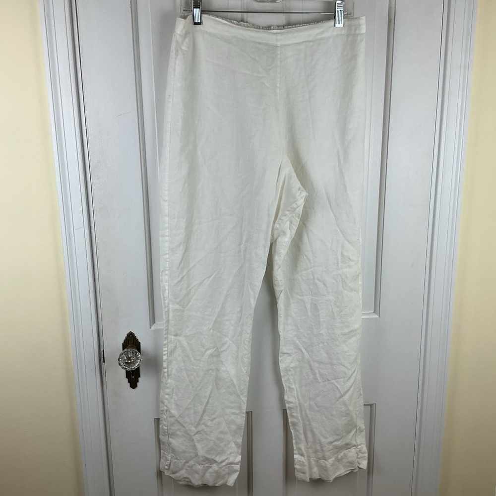 Bryn Walker White Linen Flowy Pants (L)
